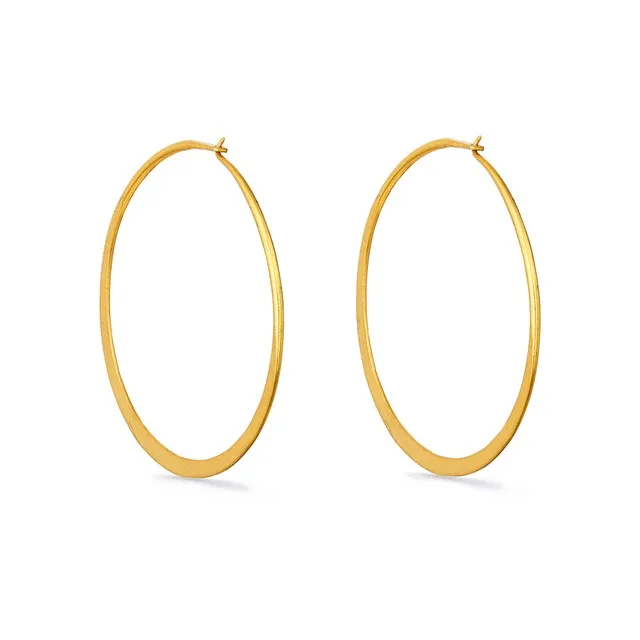 1st Wedding Anniversary Large Matt Gold Hoop Earrings