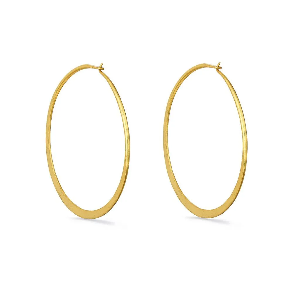 1st Wedding Anniversary Large Matt Gold Hoop Earrings