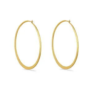 1st Wedding Anniversary Large Matt Gold Hoop Earrings