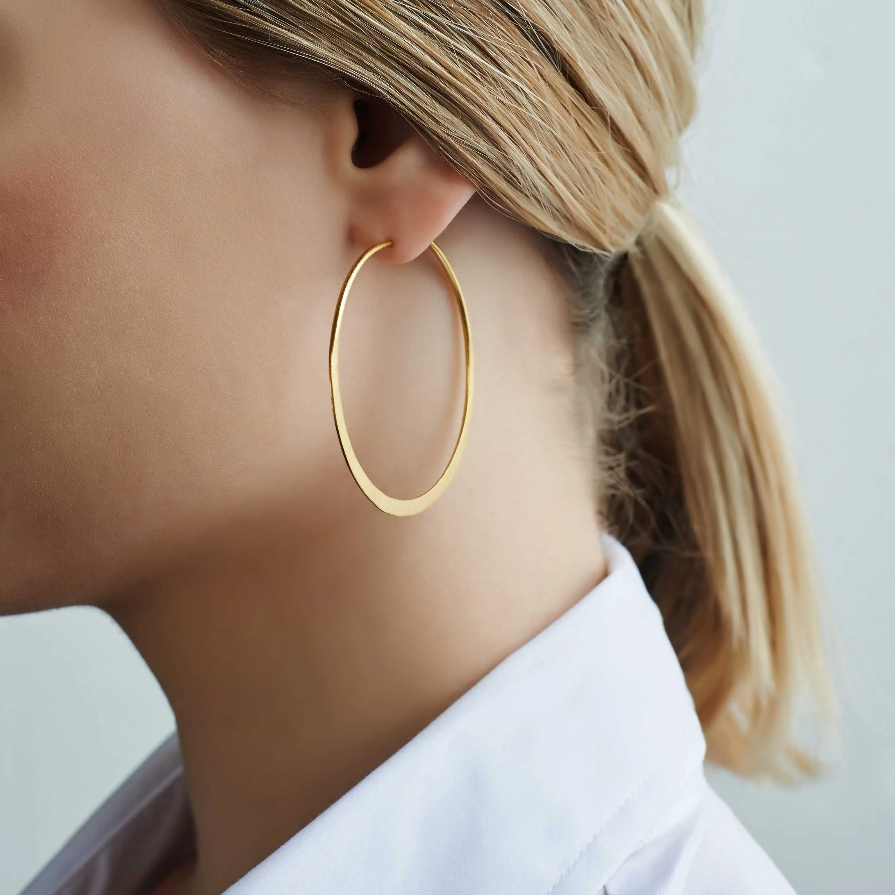 1st Wedding Anniversary Large Matt Gold Hoop Earrings