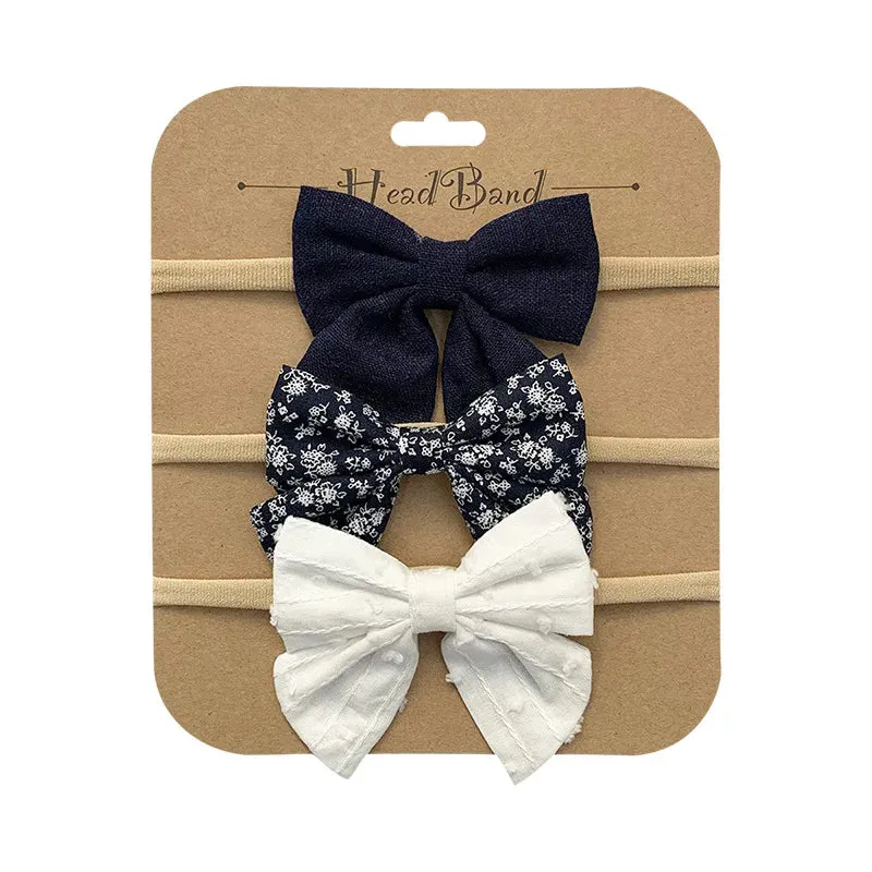 3pcs/Set Cotton Nylon Headbands Baby Hair Bows Girls Newborn Photograph Elastic Hairband Children Toddler Hair Accessories Print