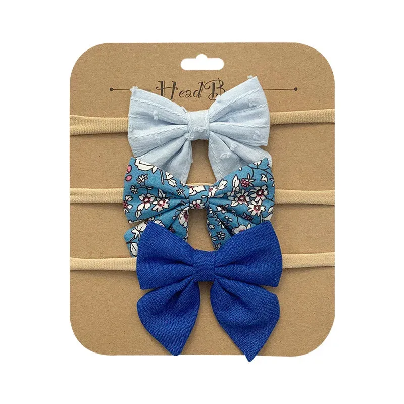 3pcs/Set Cotton Nylon Headbands Baby Hair Bows Girls Newborn Photograph Elastic Hairband Children Toddler Hair Accessories Print