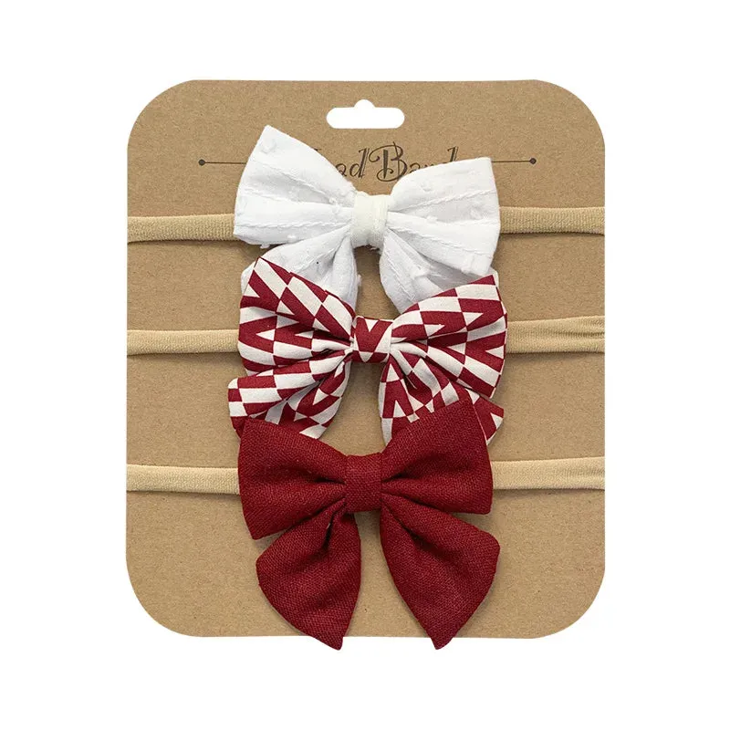 3pcs/Set Cotton Nylon Headbands Baby Hair Bows Girls Newborn Photograph Elastic Hairband Children Toddler Hair Accessories Print
