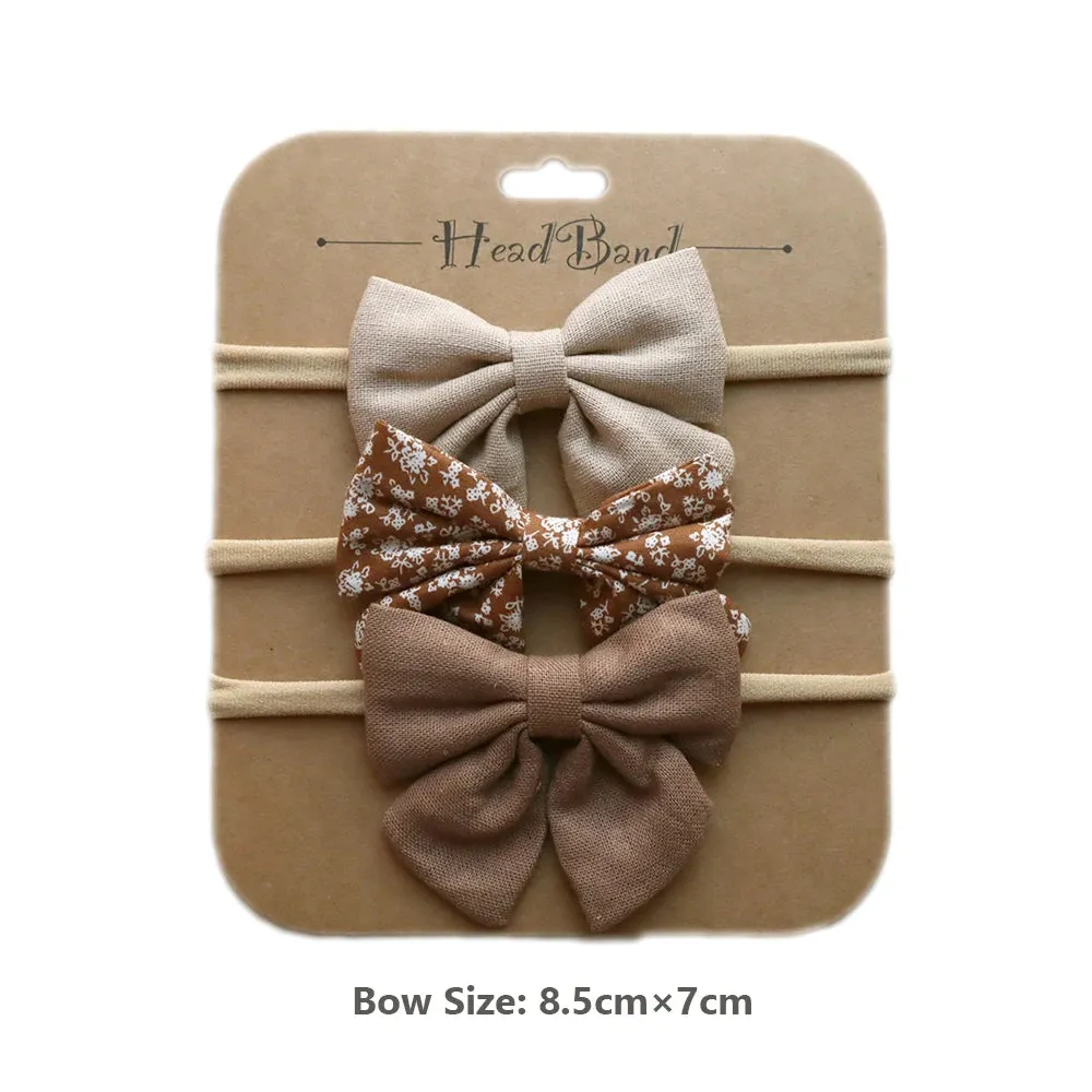 3pcs/Set Cotton Nylon Headbands Baby Hair Bows Girls Newborn Photograph Elastic Hairband Children Toddler Hair Accessories Print