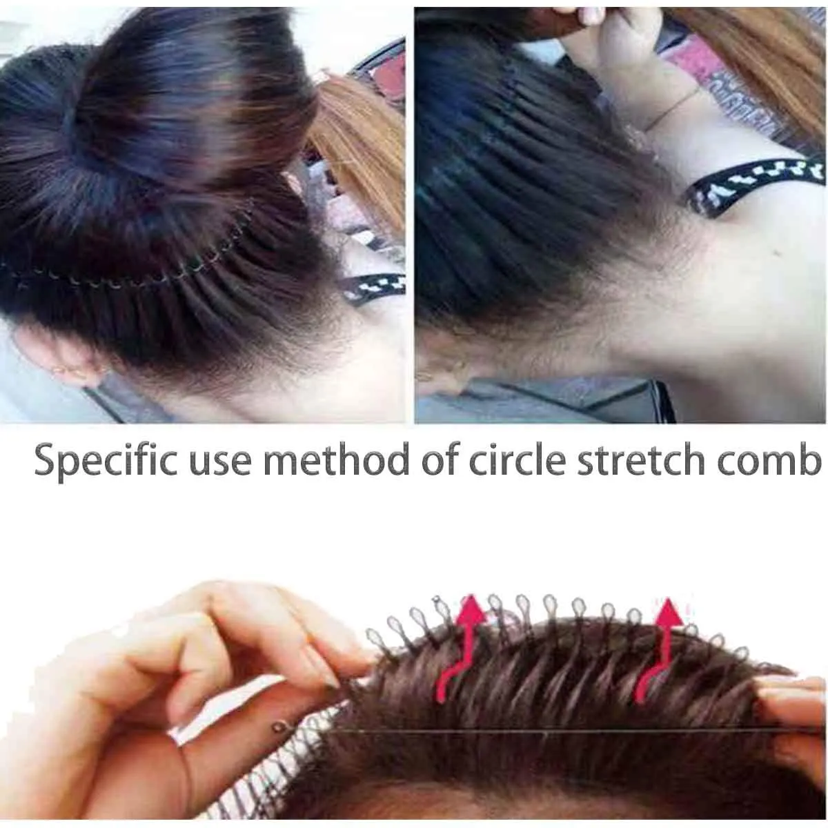 3Pieces Full Circular Stretch Hairband Holder - Flexible Plastic Circle Hair Combs for Women Girls