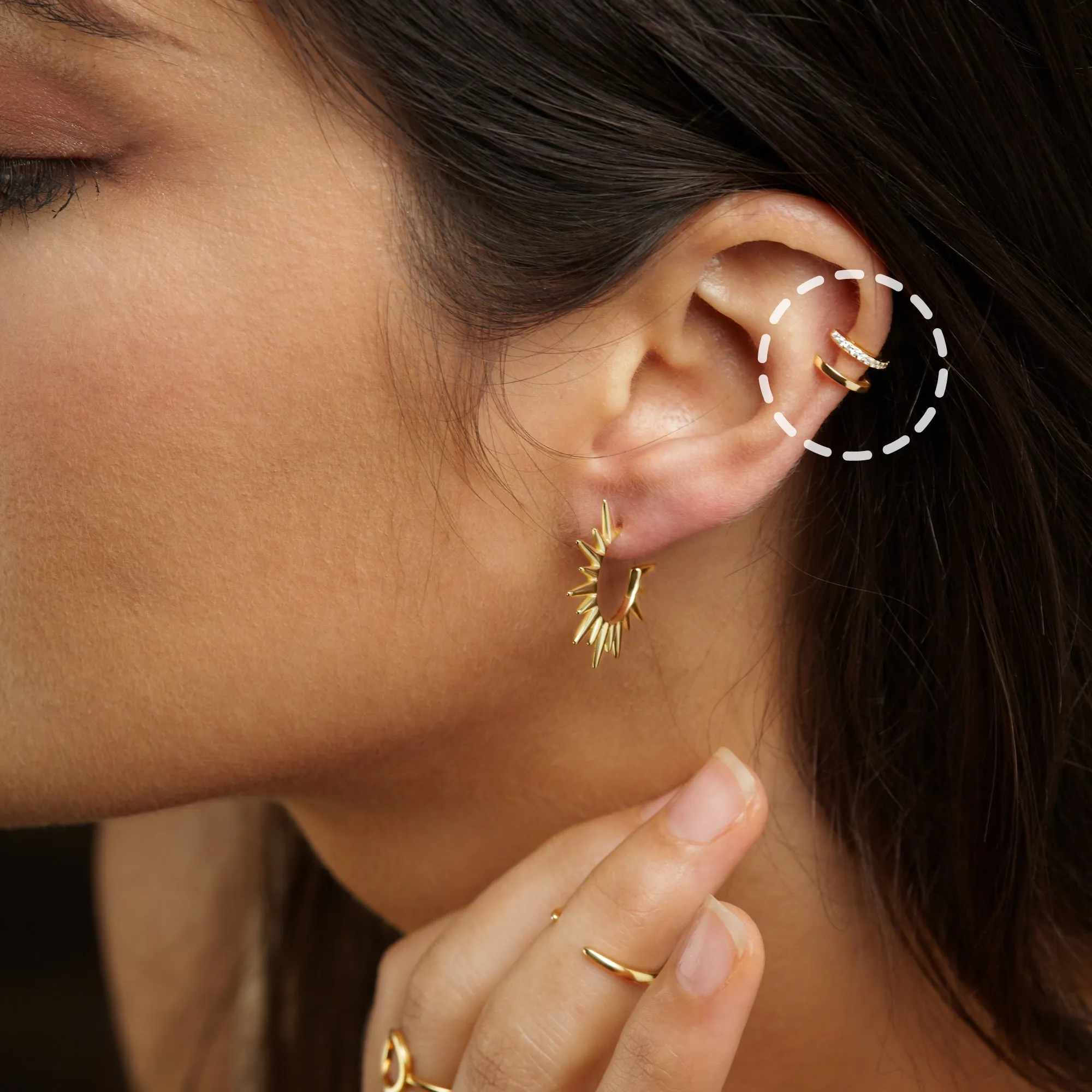 925 Sterling Silver Double Ear Cuffs with Cubic Zirconia Stones - Hypoallergenic & Lightweight Jewelry