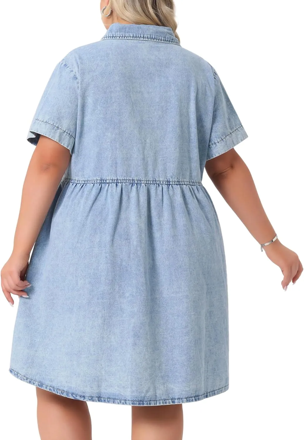 Agnes Orinda Denim Dress for Women Plus Size Button Down Babydoll Sundress Jean Dress with Pockets 2025 Vacation