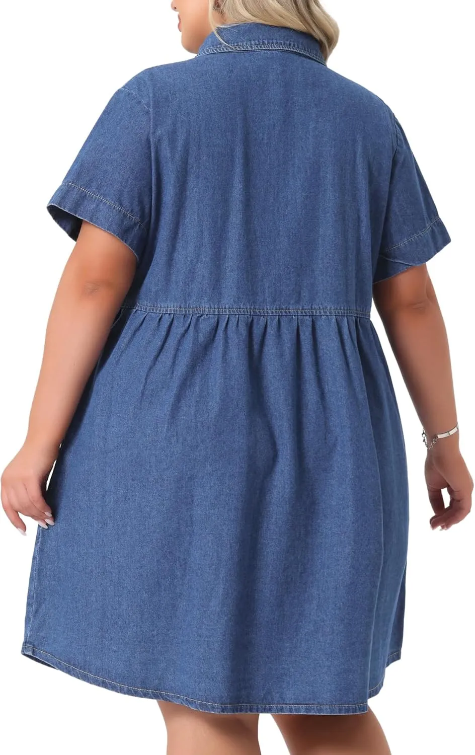 Agnes Orinda Denim Dress for Women Plus Size Button Down Babydoll Sundress Jean Dress with Pockets 2025 Vacation
