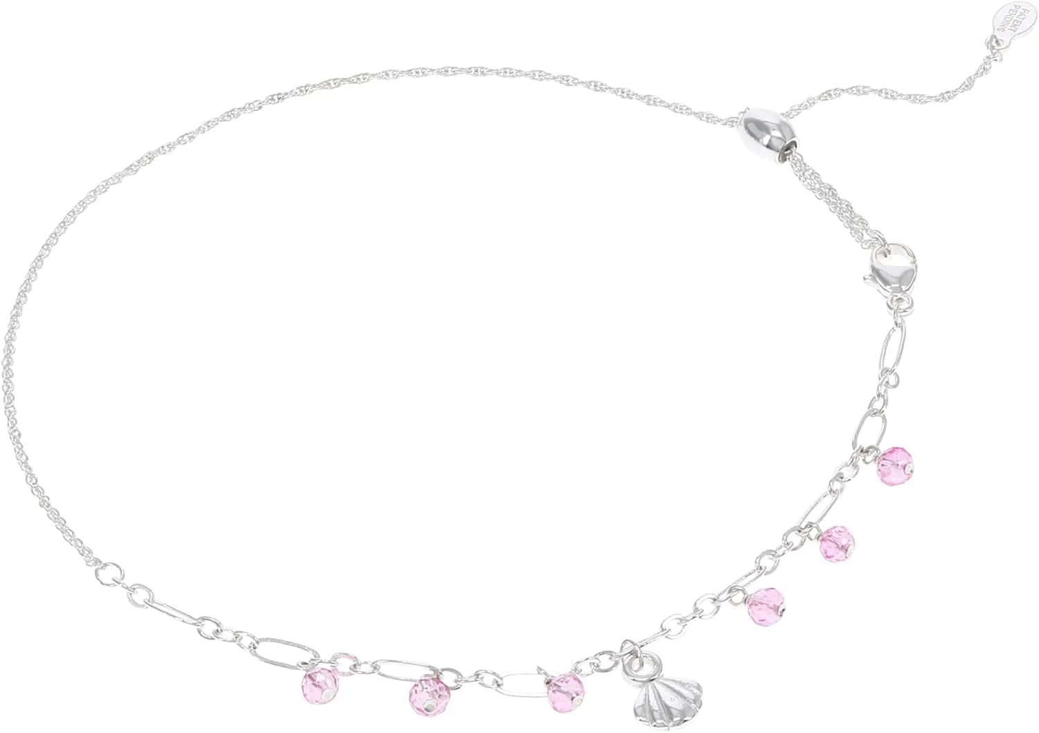 Alex and Ani Seashell and Beaded Anklet Shiny Silver One Size