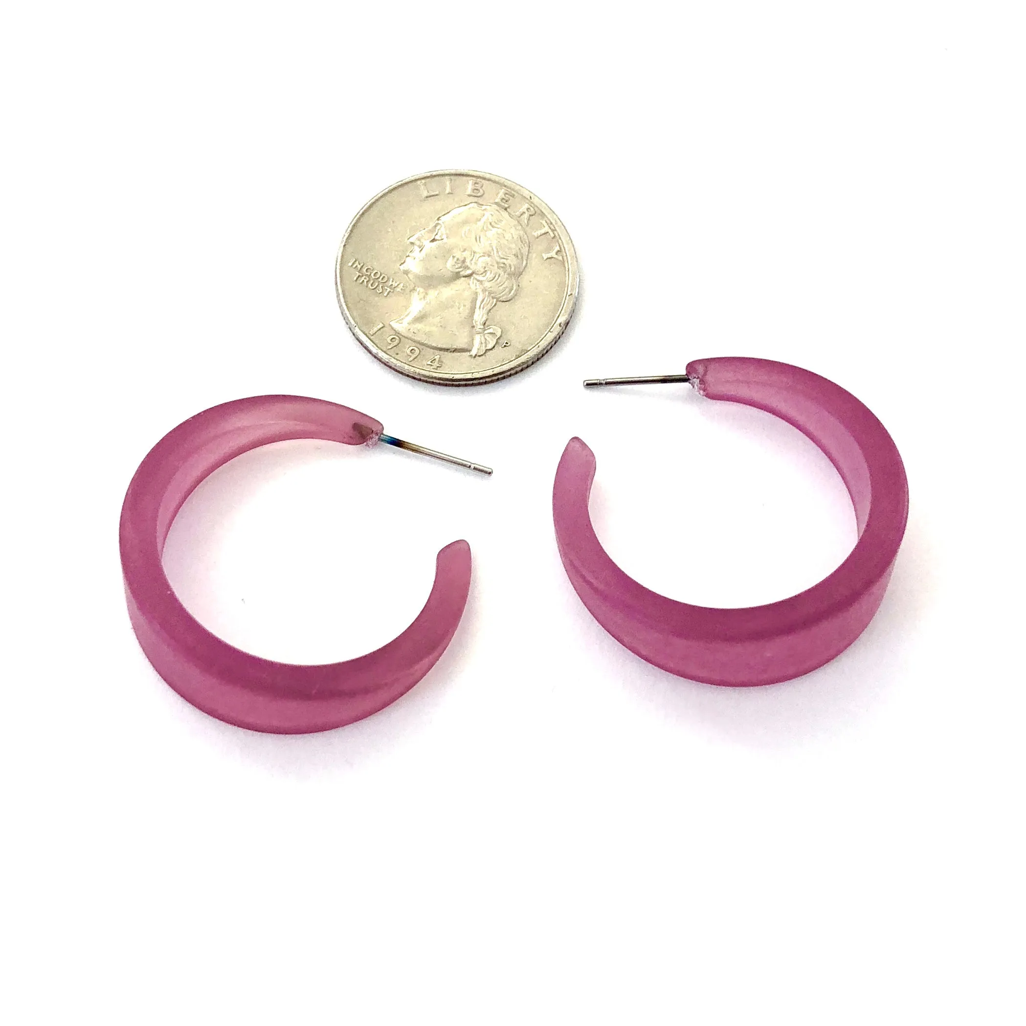 Amethyst Frosted Large Marilyn Hoop Earrings