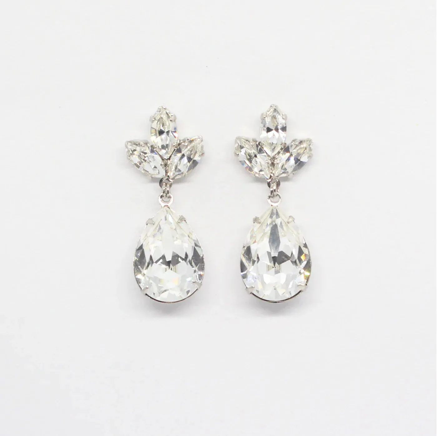 Anastasia - Silver Crystal Bridal Drop Earrings