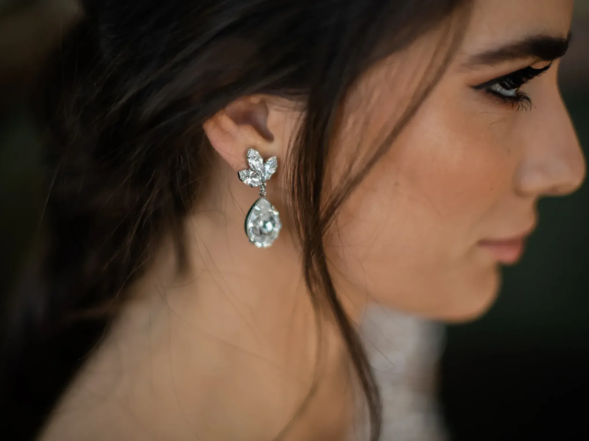 Anastasia - Silver Crystal Bridal Drop Earrings
