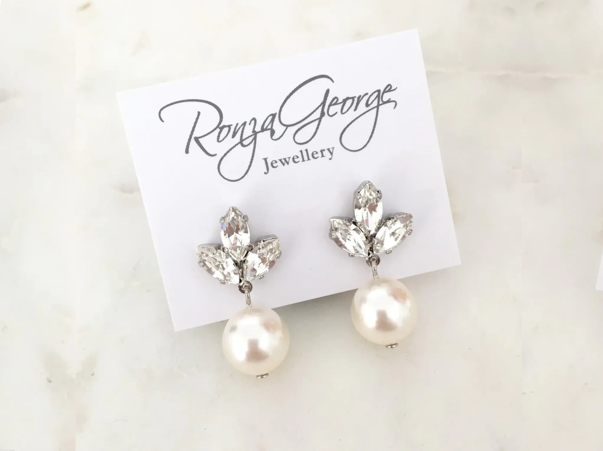 Anastasia - Silver Crystal Bridal Drop Earrings