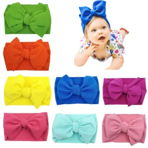 Baby Girl Bow Headbands Newborn Hairband Baby Turban Knotted Elastic Headwrap for Toddler Hair Accessories (AA05-8PCS)
