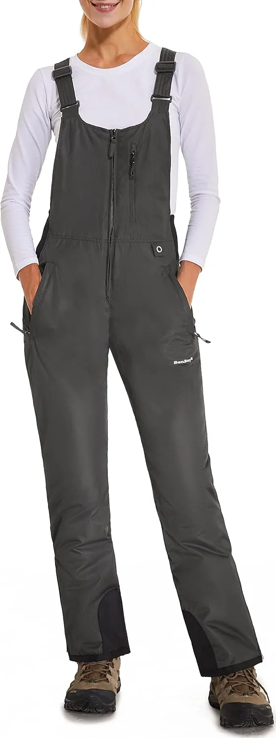 BenBoy Women's Snow Bibs Ski Waterproof Windproof Insulated Overalls Ripstop Snowboard Pants Winter