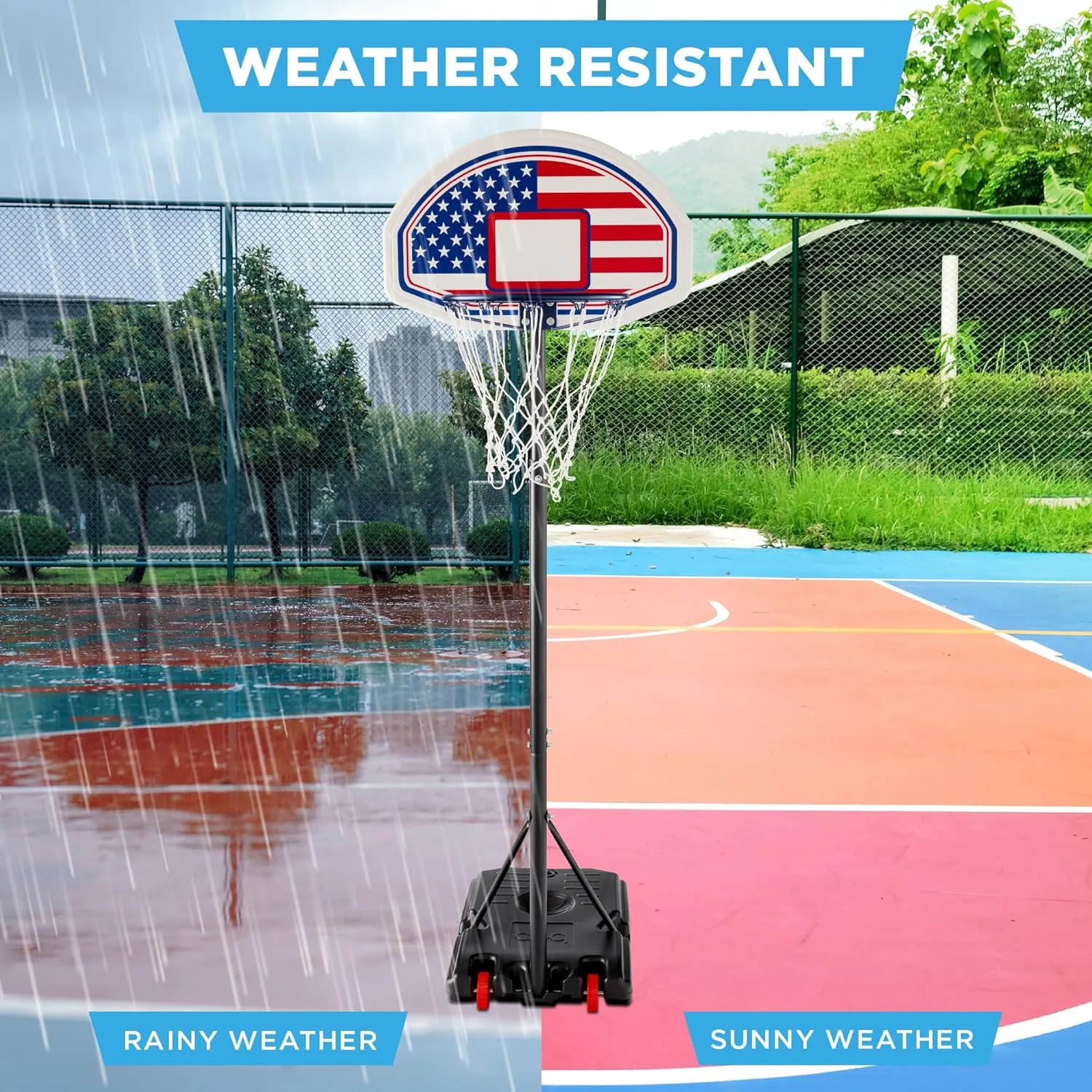 Best Choice Products Kids Height-Adjustable Basketball Hoop, Portable Backboard Set w/ 2 Wheels, Fillable Base, 70.5in to 82.3in Tall