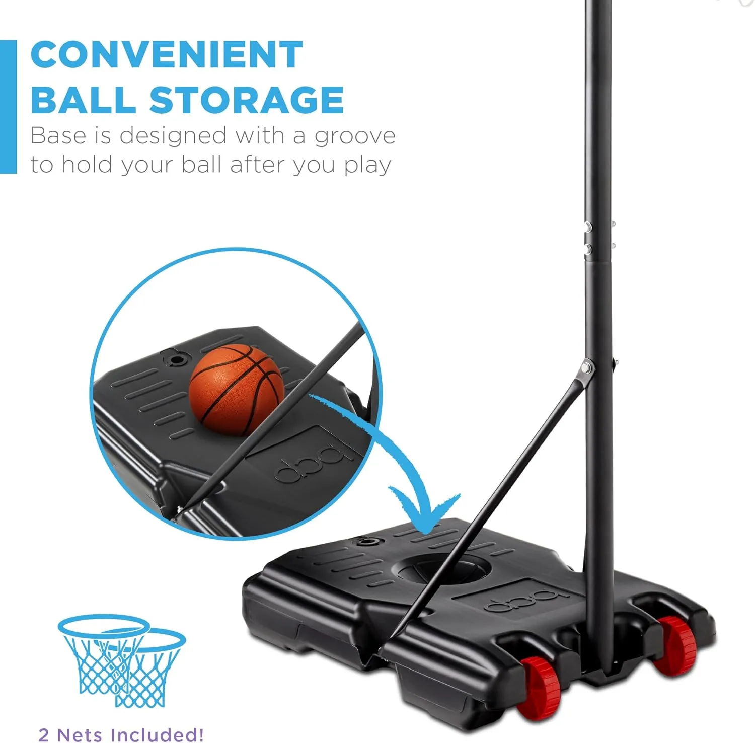 Best Choice Products Kids Height-Adjustable Basketball Hoop, Portable Backboard Set w/ 2 Wheels, Fillable Base, 70.5in to 82.3in Tall