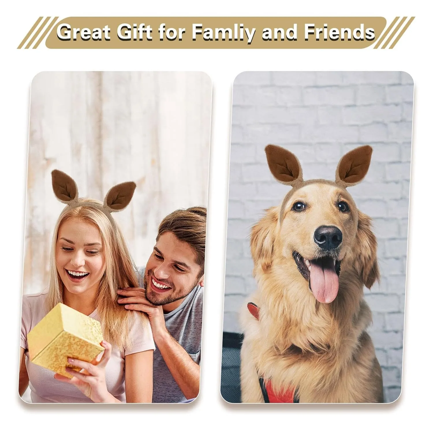 Beviliu Animals Ear Kangaroo Ears Headband Realistic Fluffy Cat Bunny Dog Hairband Halloween Christmas Costume for Washing Makeup Cosplay Party
