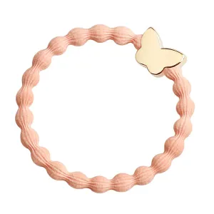 Butterfly In Gold On Peach Elastic Bangle Band
