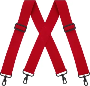 Buyless Fashion Mens Suspenders - 48" Elastic Adjustable Heavy Duty 2" Wide - X Back With Black Hooks