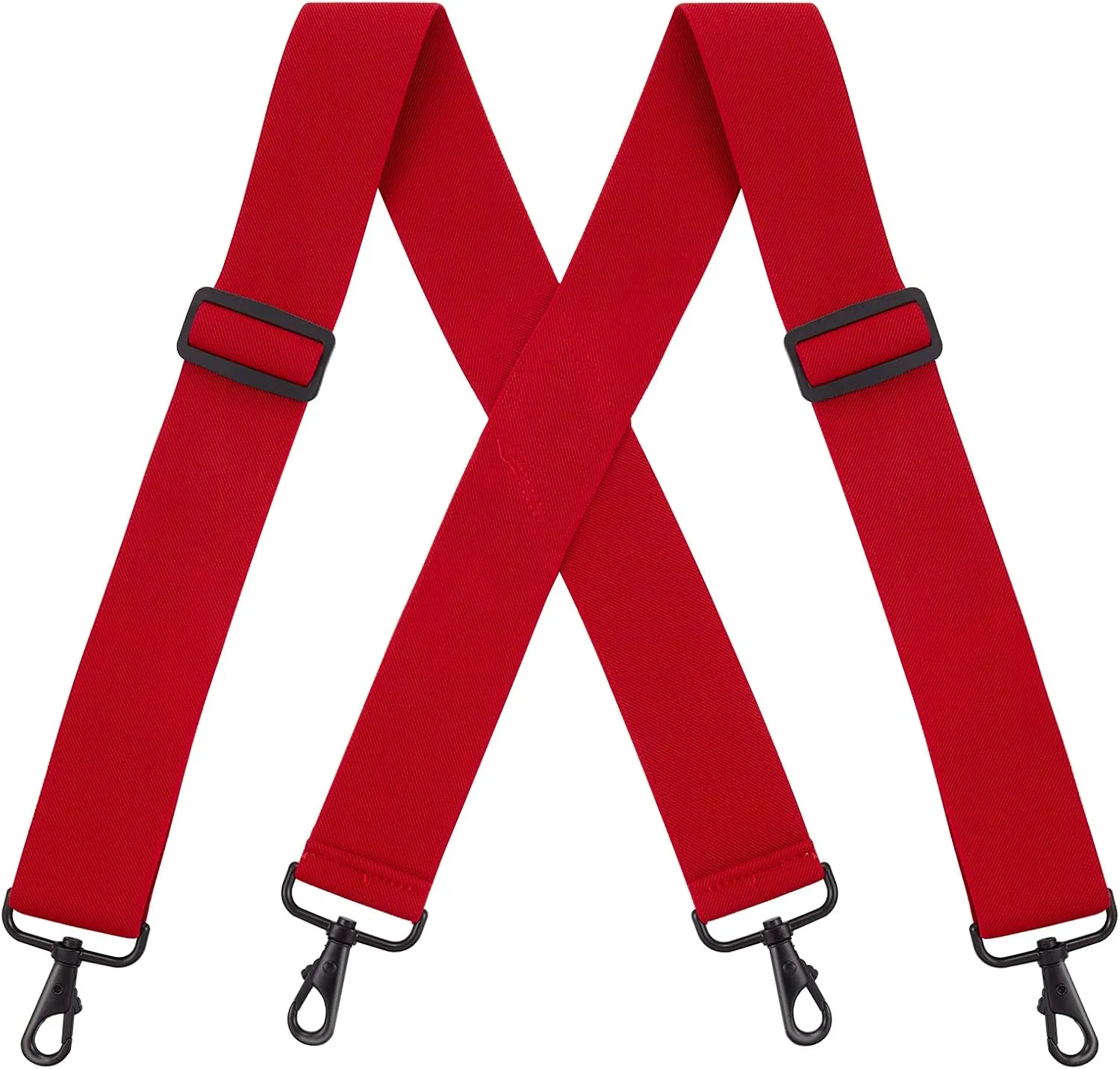 Buyless Fashion Mens Suspenders - 48" Elastic Adjustable Heavy Duty 2" Wide - X Back With Black Hooks