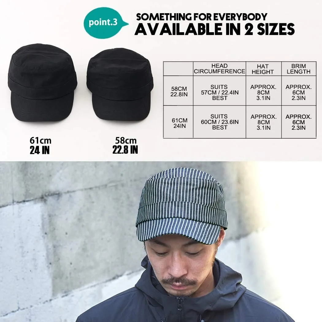 CHARM Cadet Military Army Cap - Mens Summer Cotton Painters Hat