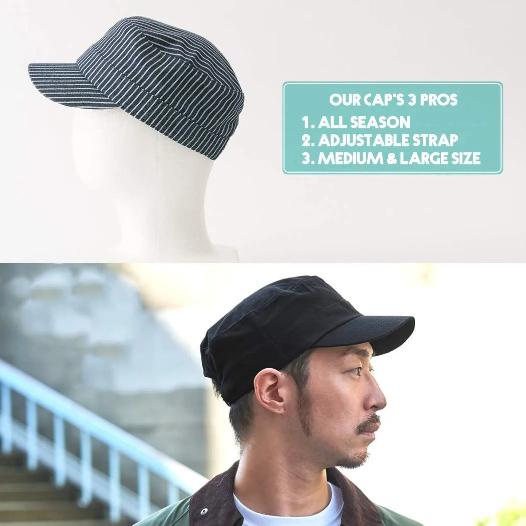 CHARM Cadet Military Army Cap - Mens Summer Cotton Painters Hat