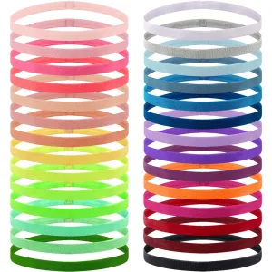 Duufin 28 Pieces Hairband, 28 Colors Non Slip Elastic Headbands for Women Men and Girls, 1cm Wide Polyester Sports Headbands with Silicone Grip for Exercise, Workout, Yoga, Running, 28 Count