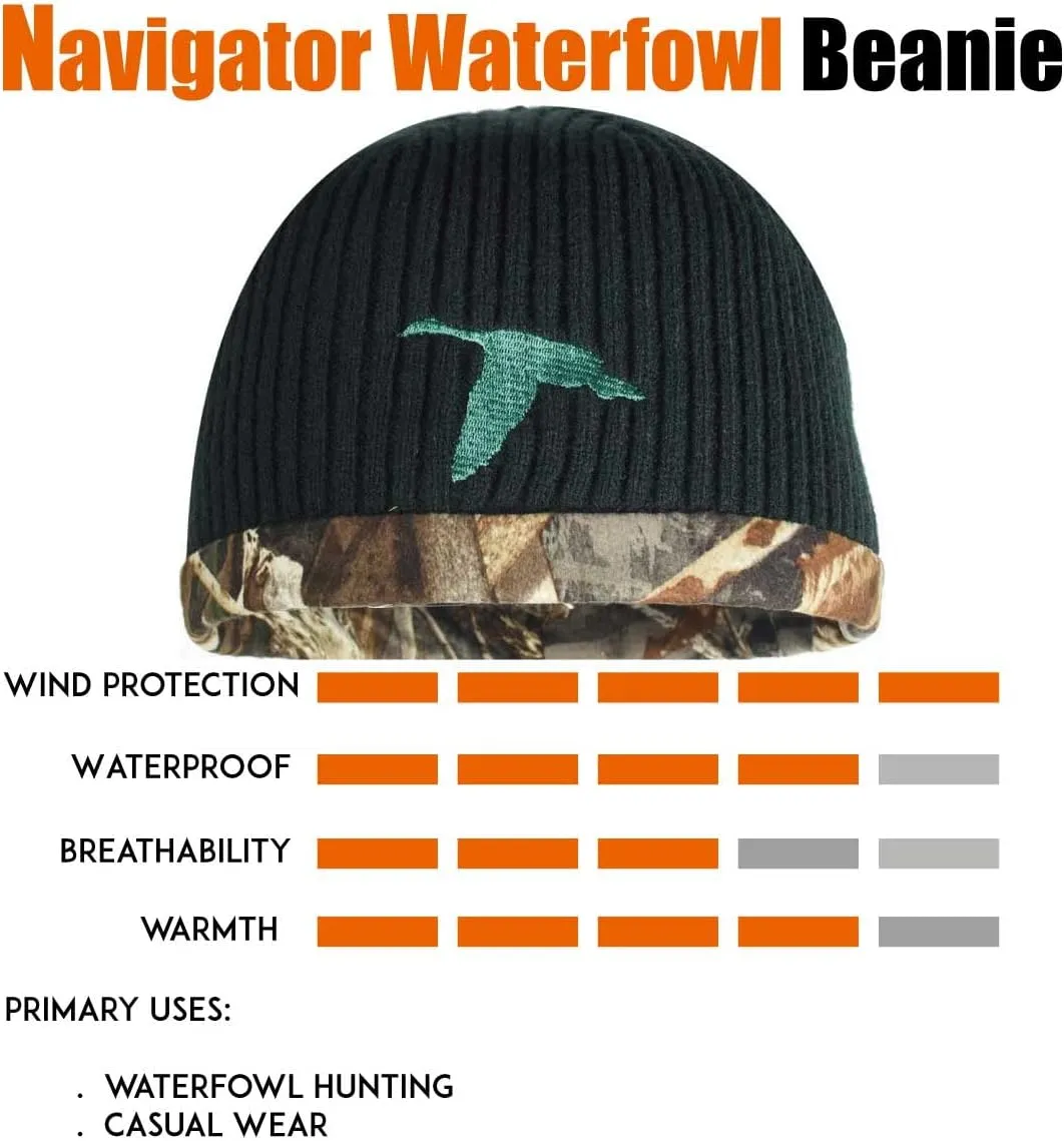 EDTREK Waterproof and Windproof Camo Beanie Hunting Hat - Timber and Blaze Orange Camo Hunter Hat