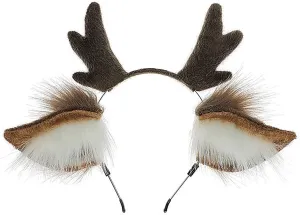 Faylay Lovely Furry Reindeer Headband Cosplay Deer Hair Accessories