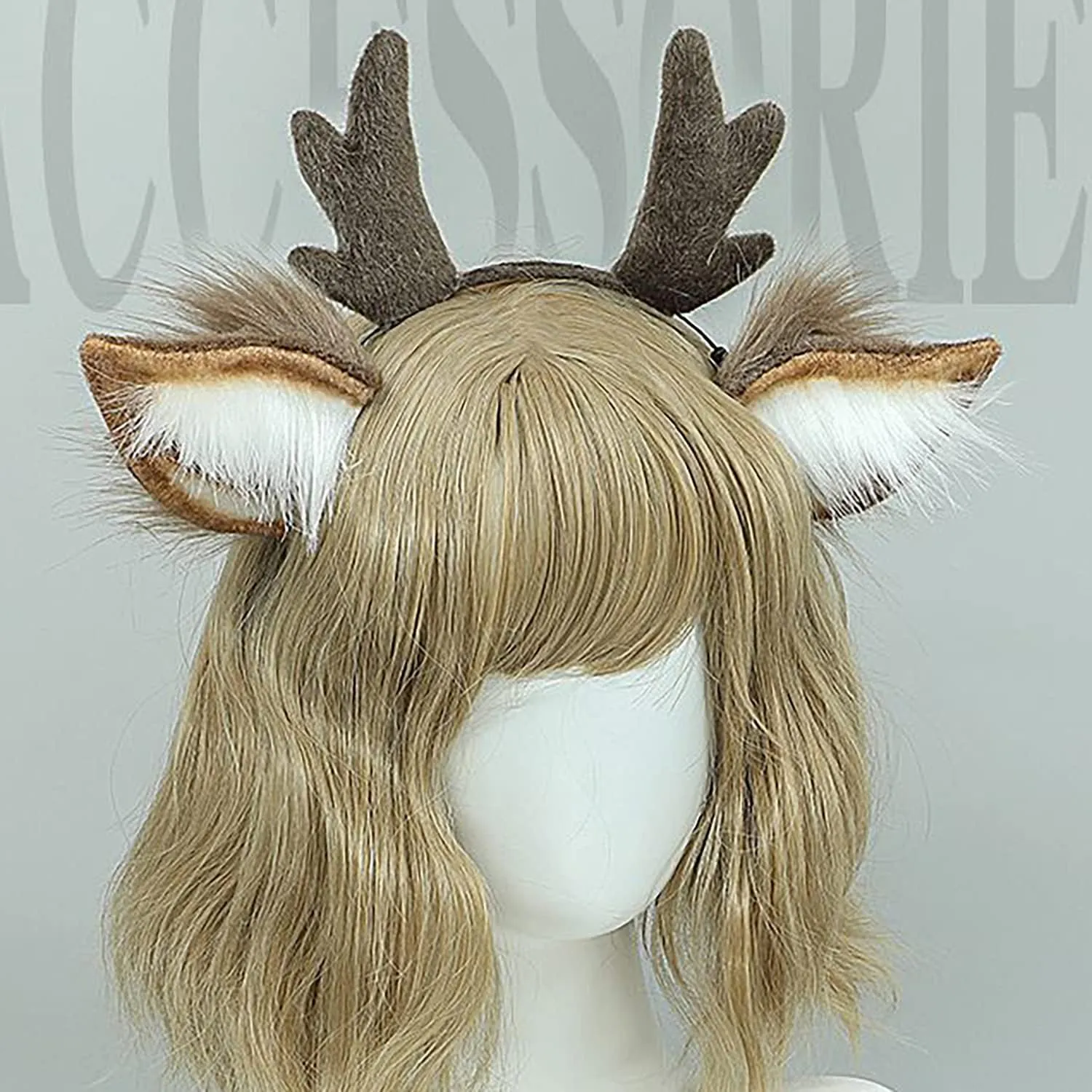 Faylay Lovely Furry Reindeer Headband Cosplay Deer Hair Accessories