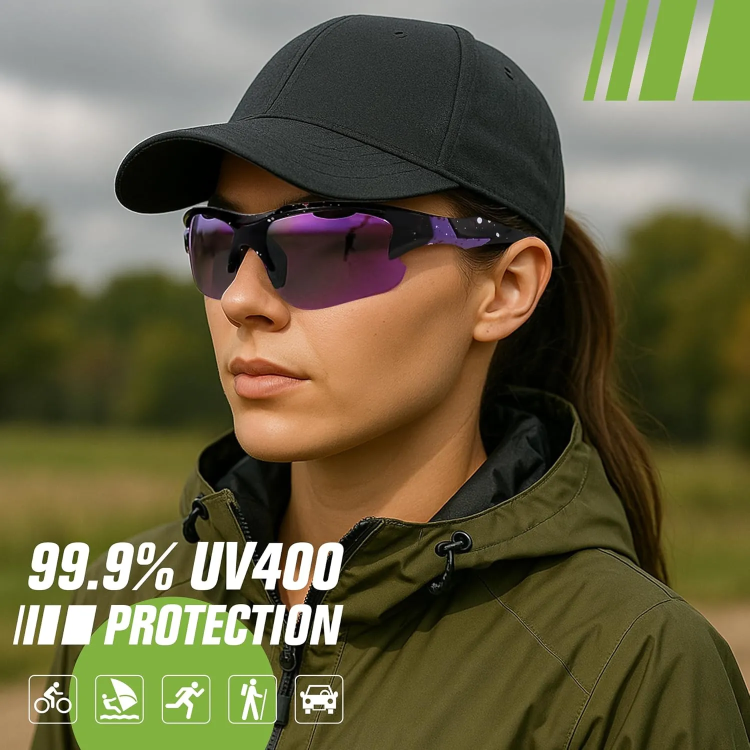 FEISEDY 3pack Sport Polarized Sunglasses for Men Women Fishing Running Baseball Outdoor UV400 Protection B9163