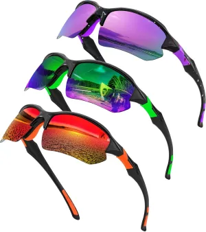 FEISEDY 3pack Sport Polarized Sunglasses for Men Women Fishing Running Baseball Outdoor UV400 Protection B9163