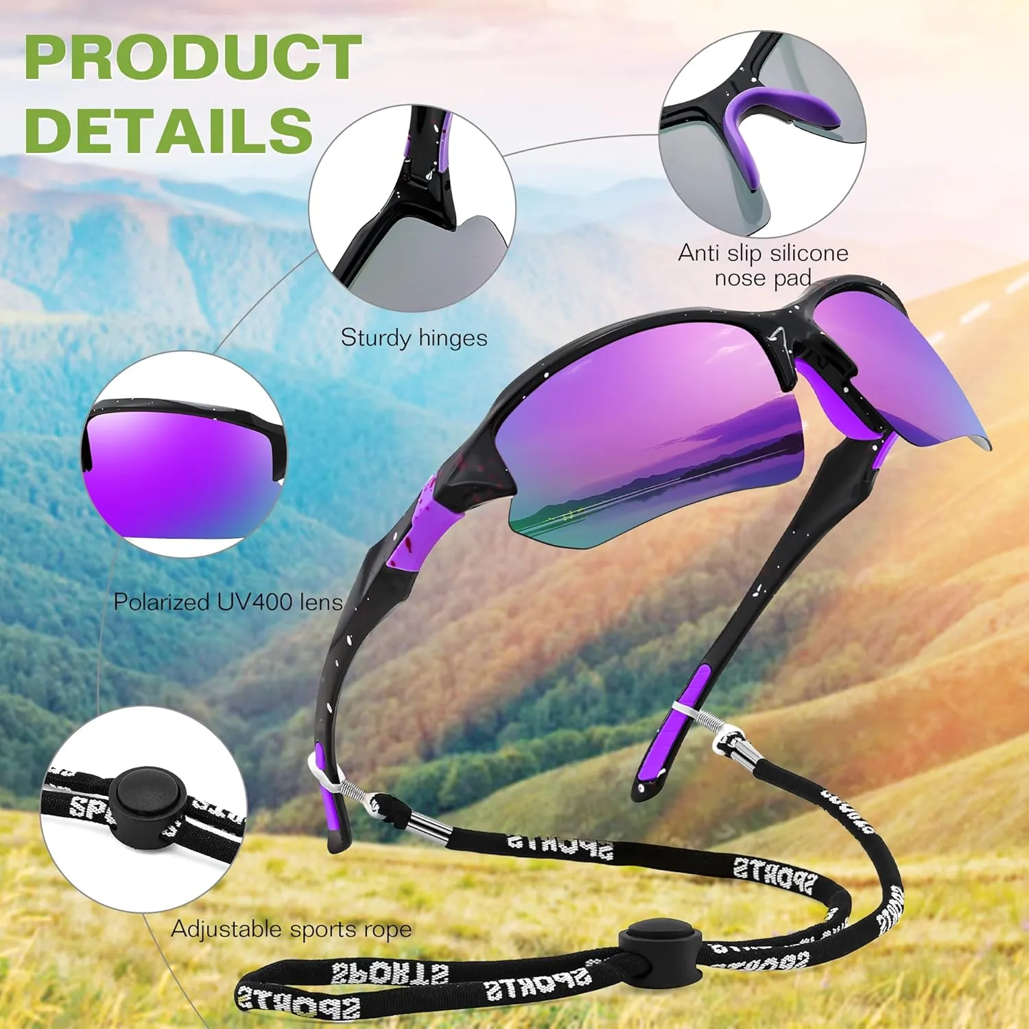 FEISEDY 3pack Sport Polarized Sunglasses for Men Women Fishing Running Baseball Outdoor UV400 Protection B9163