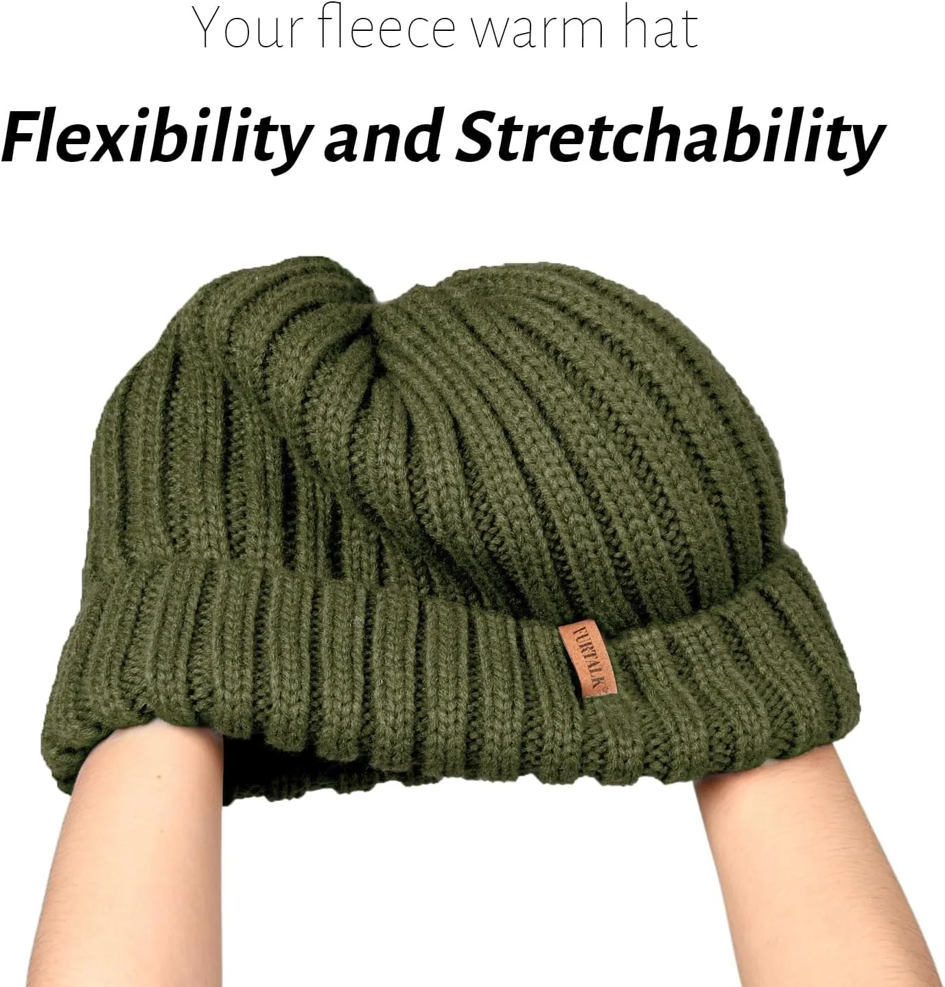 FURTALK Winter Hats for Women Fleece Lined Beanie Knit Chunky Womens Snow Cap