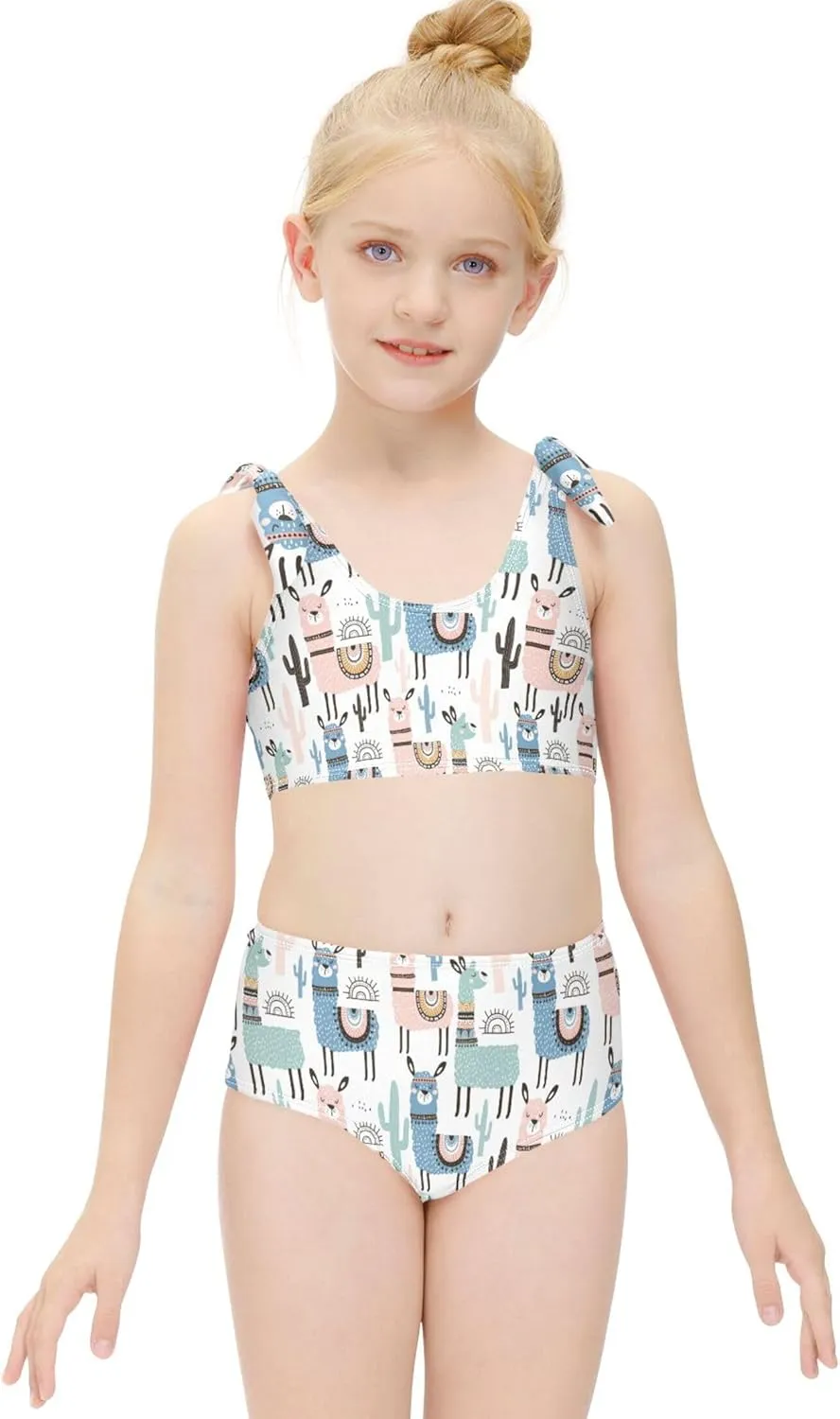 Girls Tankini Swimsuit Bathing Suit Two Piece Bikini Summer Beach Swimwear with Adjustable Strap 3-12 Years