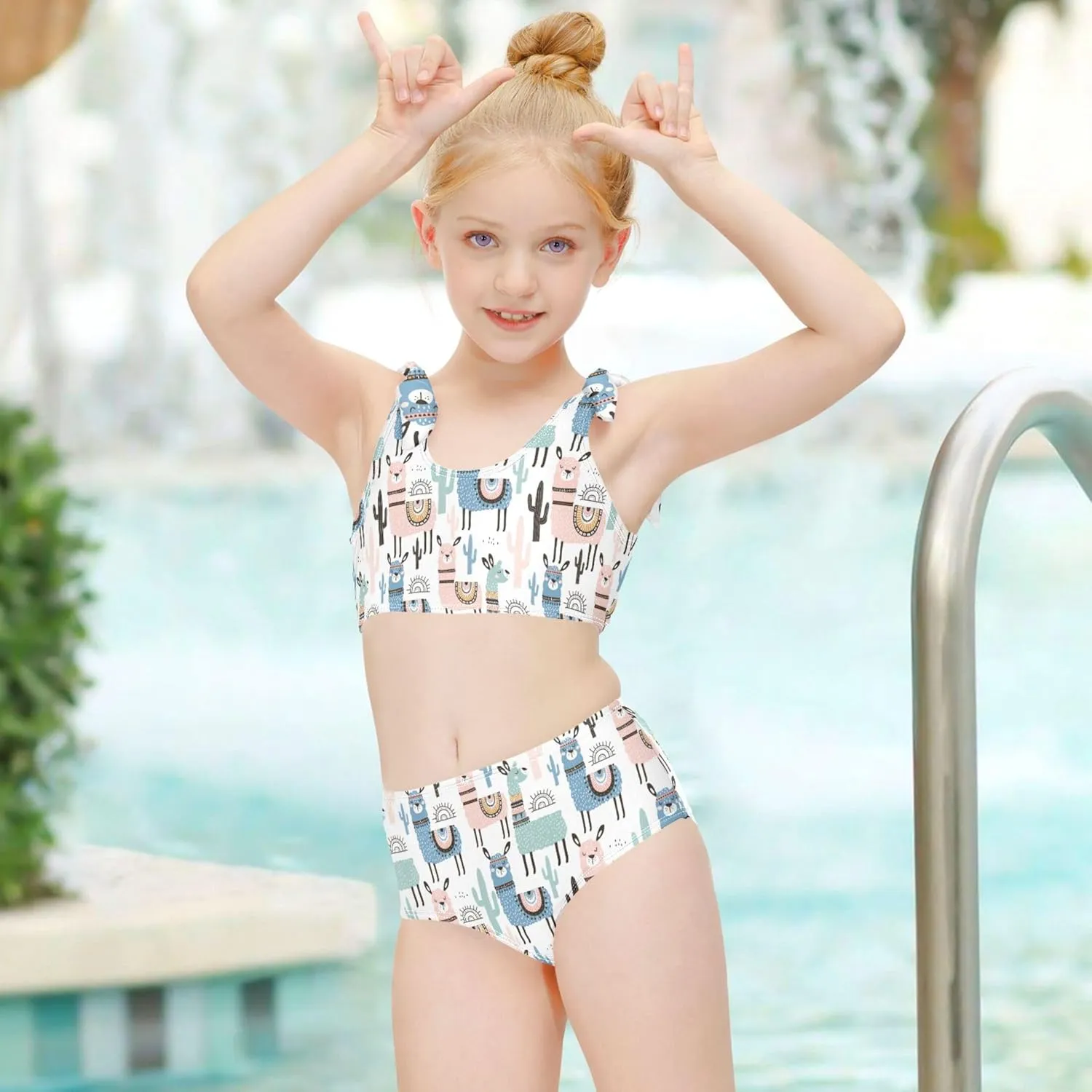 Girls Tankini Swimsuit Bathing Suit Two Piece Bikini Summer Beach Swimwear with Adjustable Strap 3-12 Years