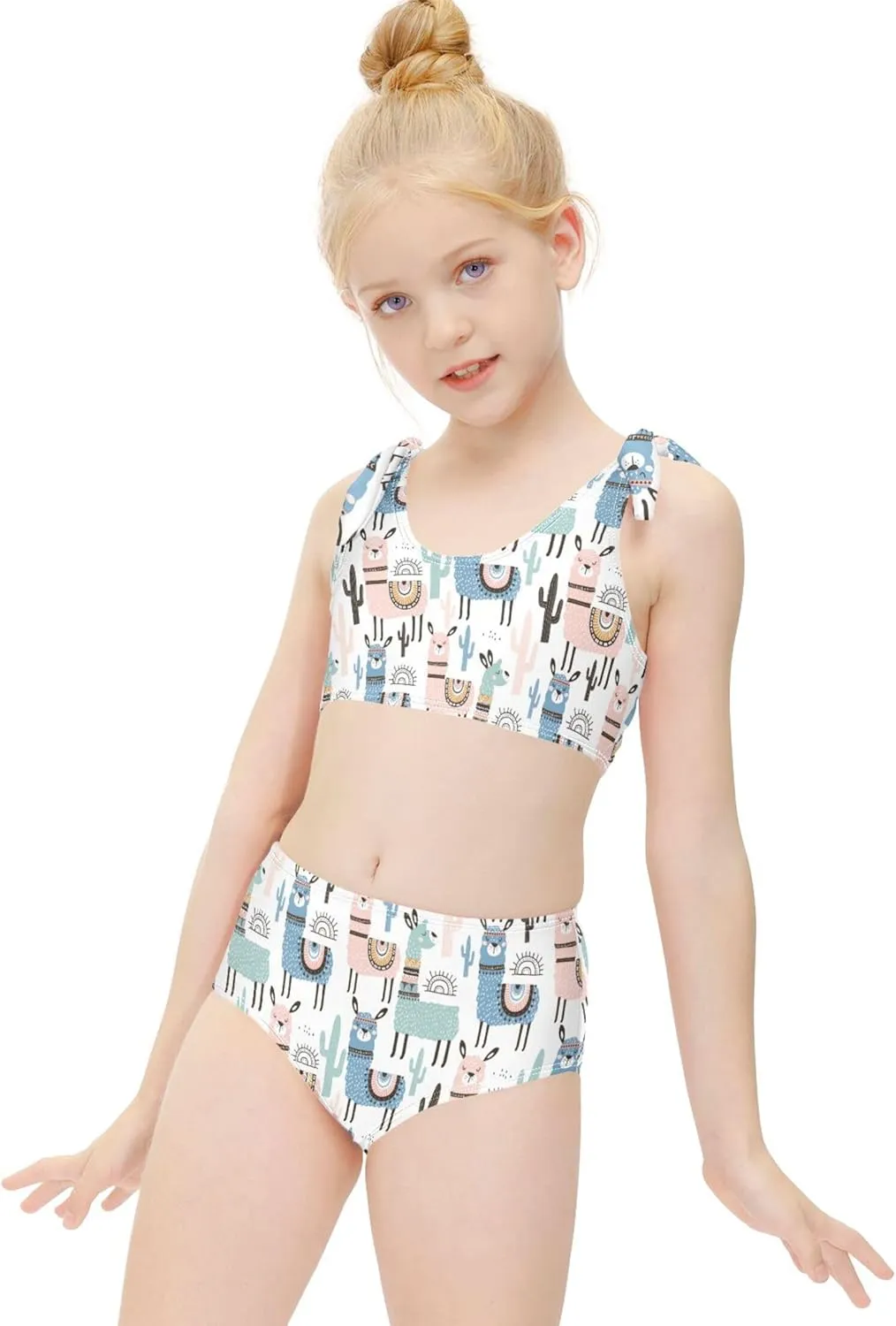 Girls Tankini Swimsuit Bathing Suit Two Piece Bikini Summer Beach Swimwear with Adjustable Strap 3-12 Years