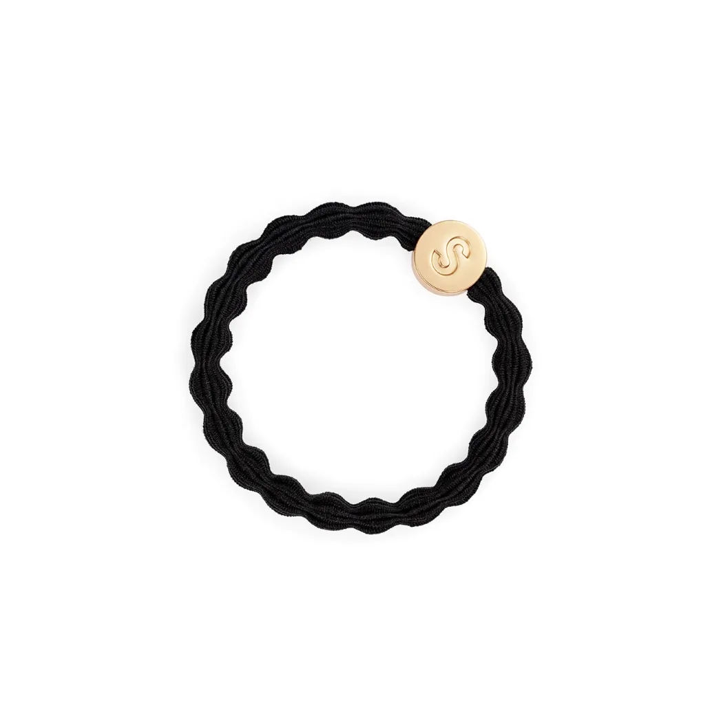 Gold Letter Charm Elastic Hairband