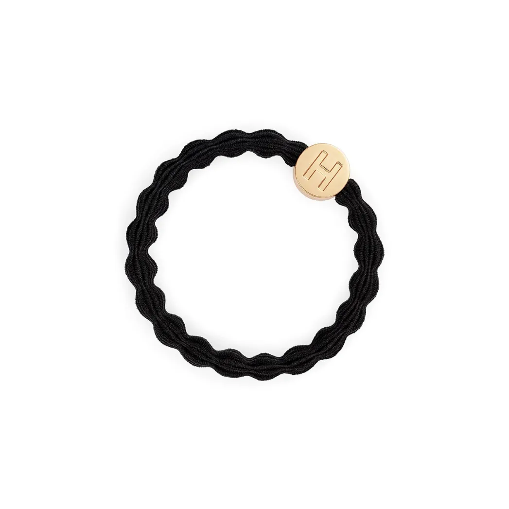Gold Letter Charm Elastic Hairband