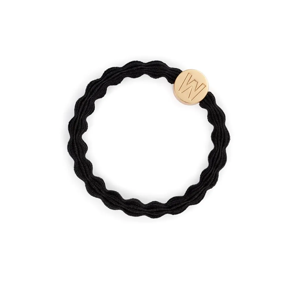 Gold Letter Charm Elastic Hairband