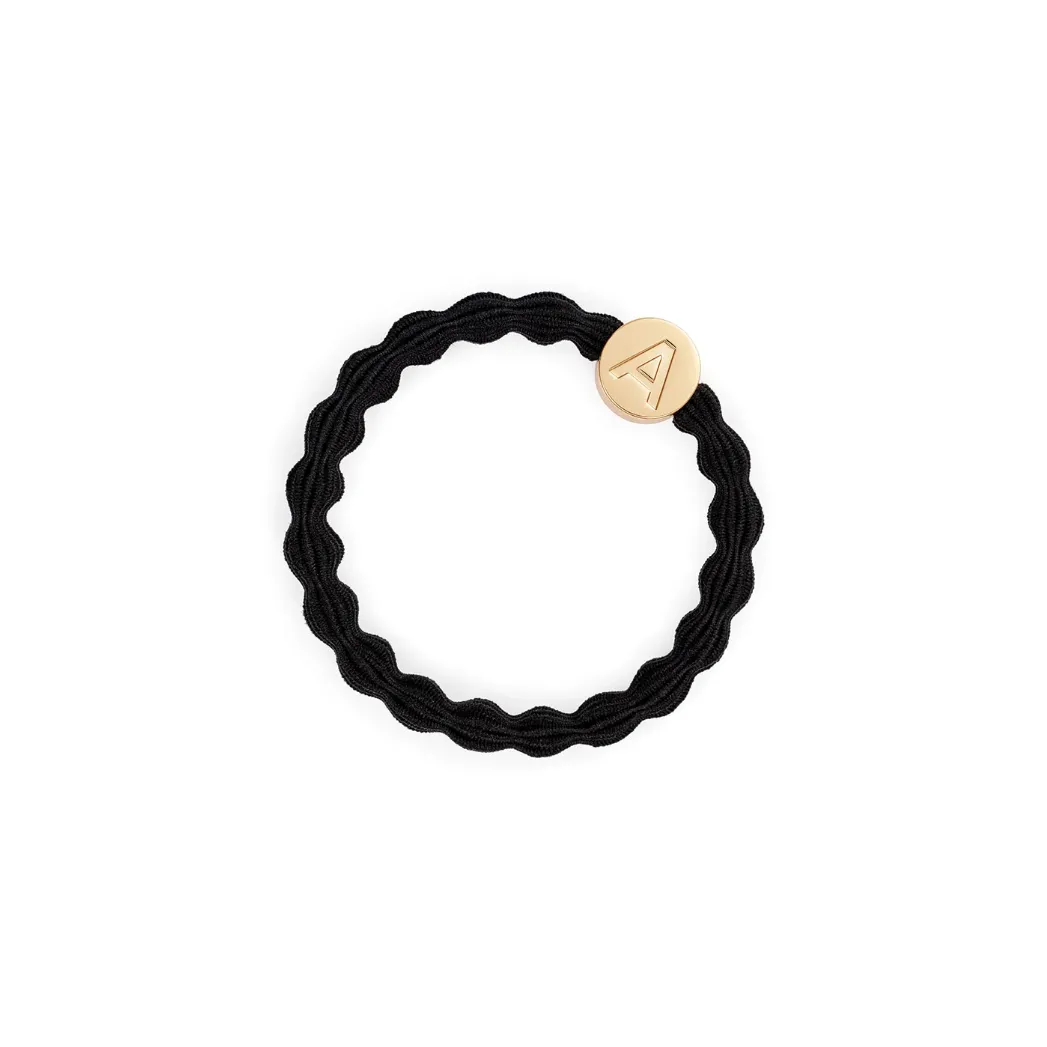 Gold Letter Charm Elastic Hairband