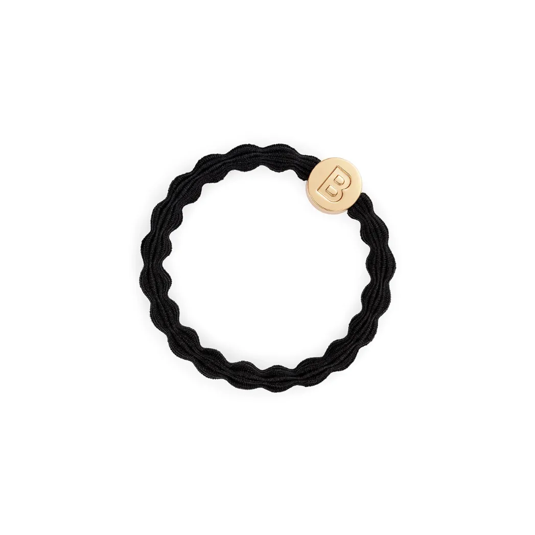 Gold Letter Charm Elastic Hairband