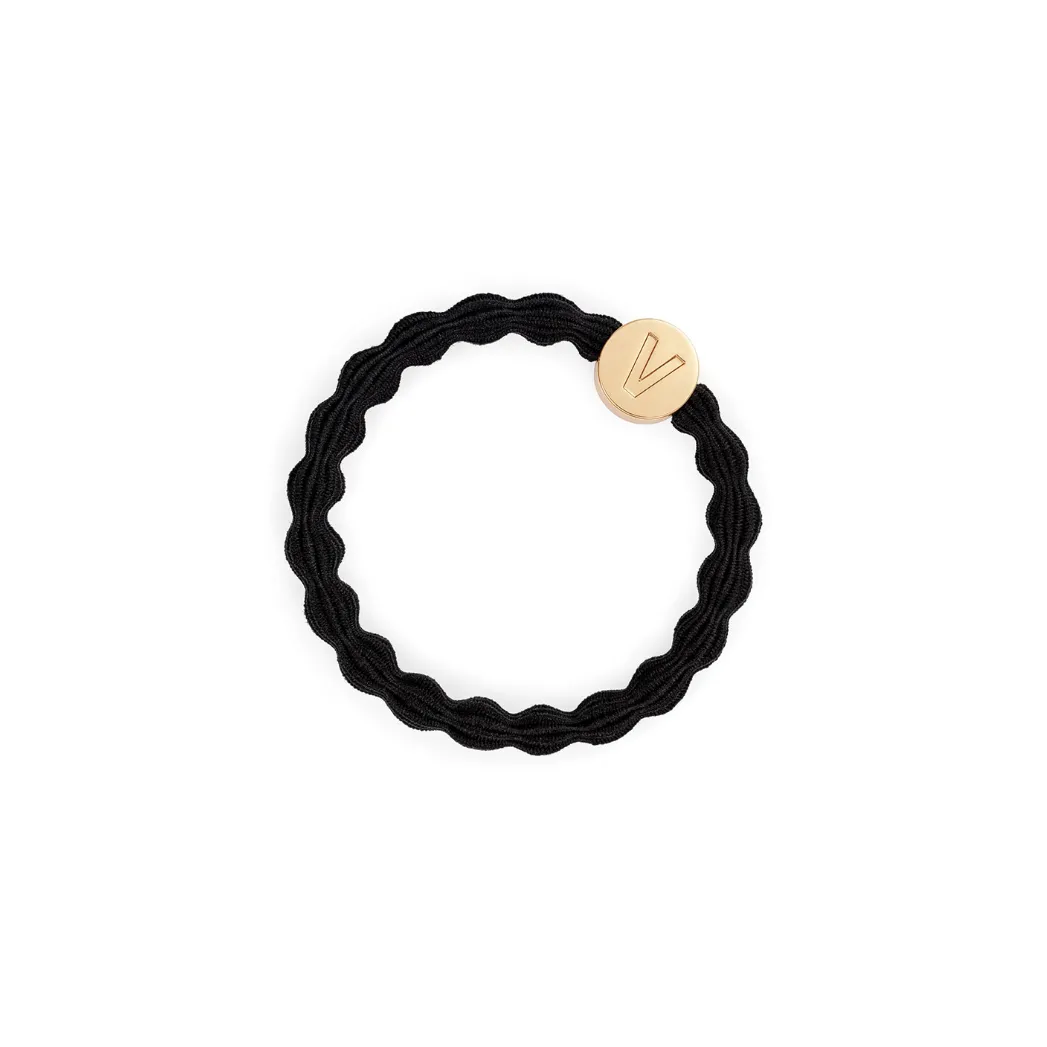 Gold Letter Charm Elastic Hairband