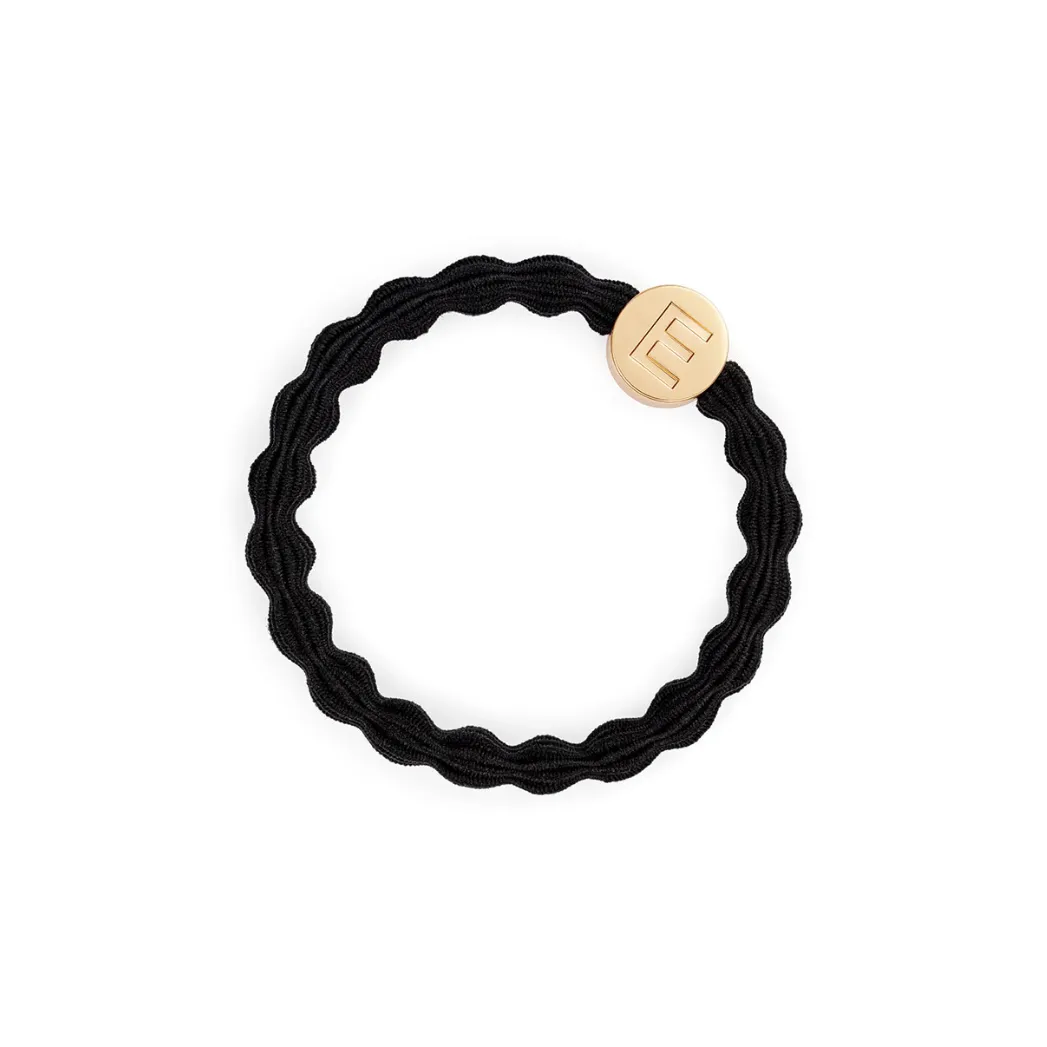 Gold Letter Charm Elastic Hairband