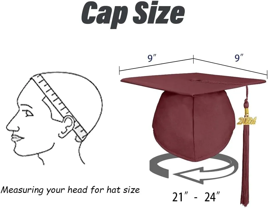 goprety Matte UNIS ex Graduation Cap with 13 Color Matched Tassel and 2025 Year Charm