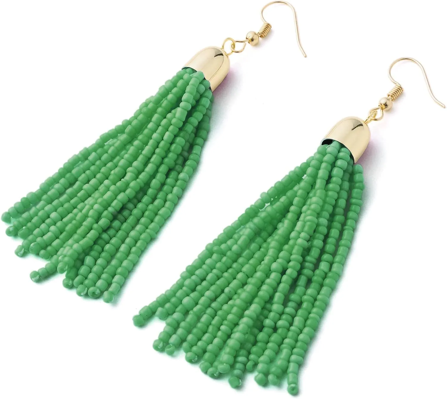 Handmade Beaded Tassel Earrings - Boho Drop Fringe Earrings for Women, Native American Indian Earrings