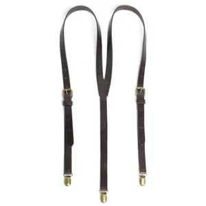 Handmade Vintage Genuine Leather Suspenders - Black Coffee