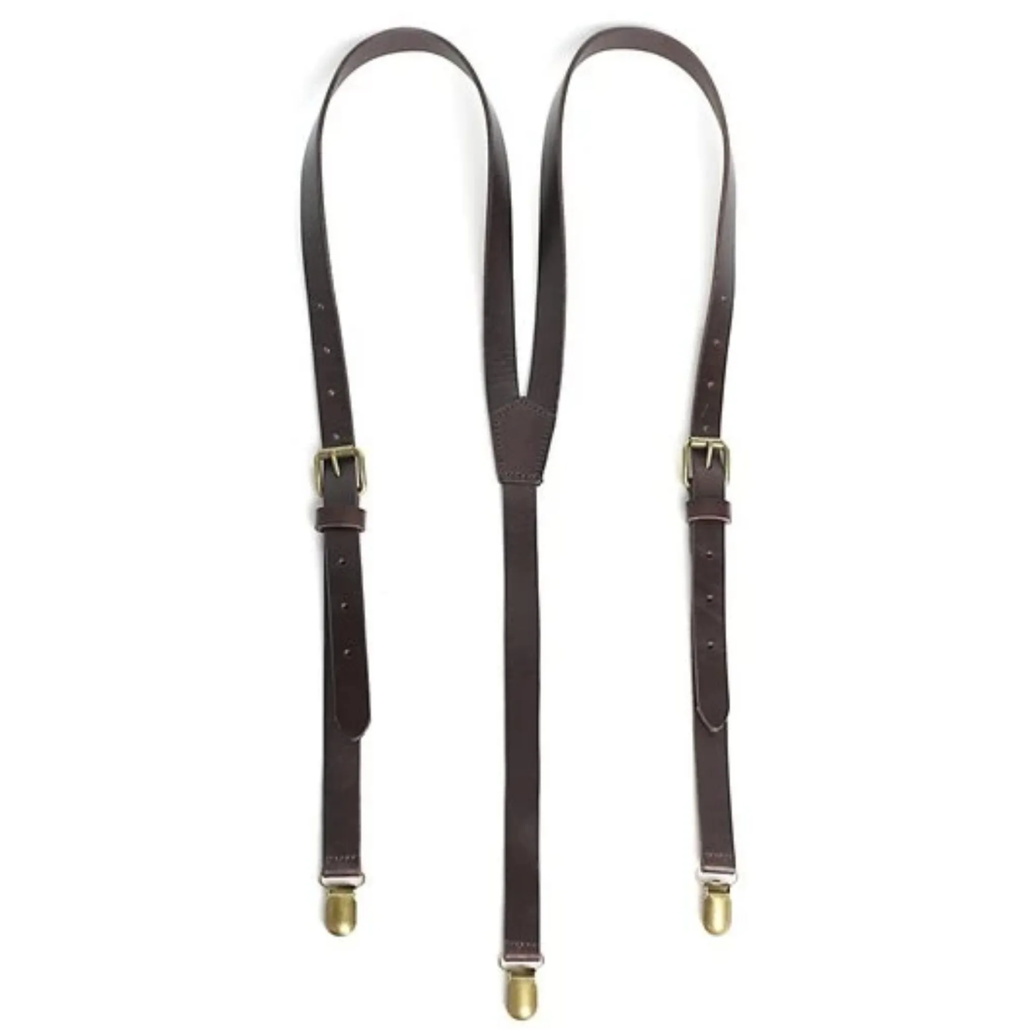 Handmade Vintage Genuine Leather Suspenders - Black Coffee