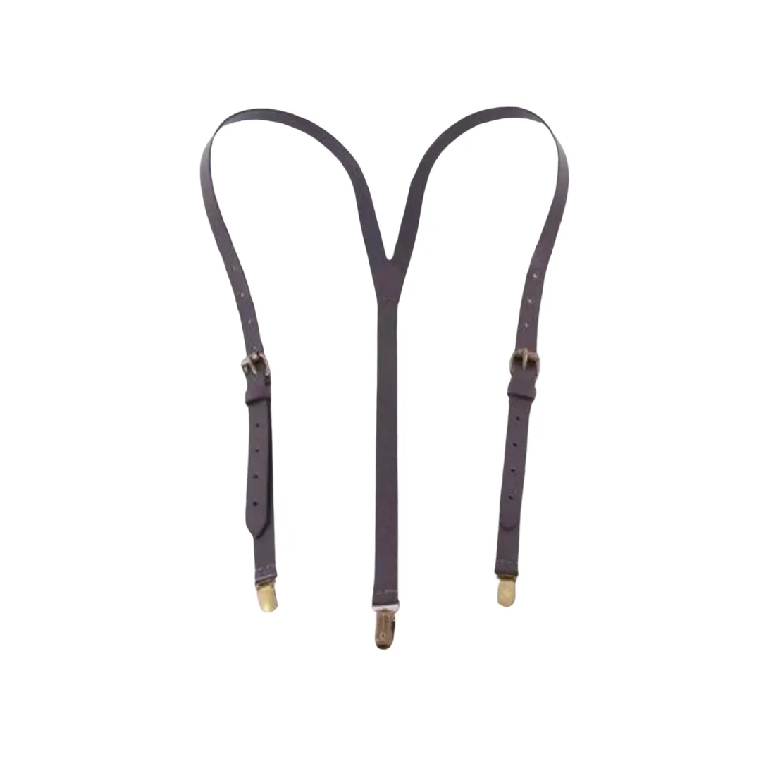 Handmade Vintage Genuine Leather Suspenders - Black Coffee